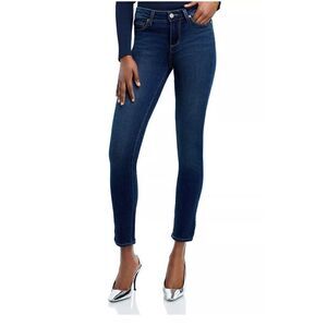 PAIGE Verdugo Ankle Binx Dark Deep Blue Wash Jeans w Stretch Women's Size 28 EUC